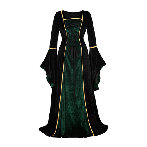Kranchungel Womens Renaissance Medieval Dress Costume Irish Lace up Over Long Dress Retro Gown Cosplay