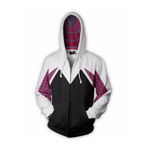Spider Gwen Stacy Cosplay Costume 3D Zipper Jacket Coat Outfit Clothing Hoodies Sweatshirt Halloween Costumes