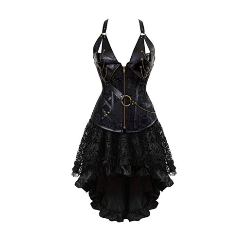 Kranchungel Steampunk Corset Skirt Renaissance Corset Dress for Women Gothic Burlesque Corsets Costumes