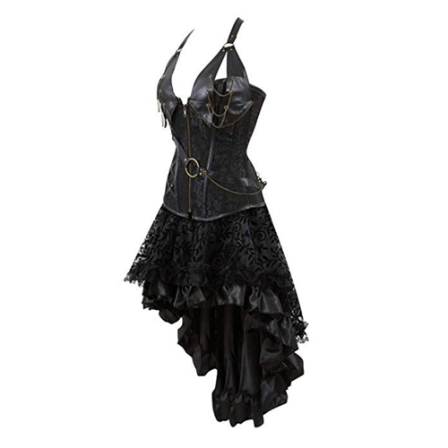 Kranchungel Steampunk Corset Skirt Renaissance Corset Dress for Women Gothic Burlesque Corsets Costumes
