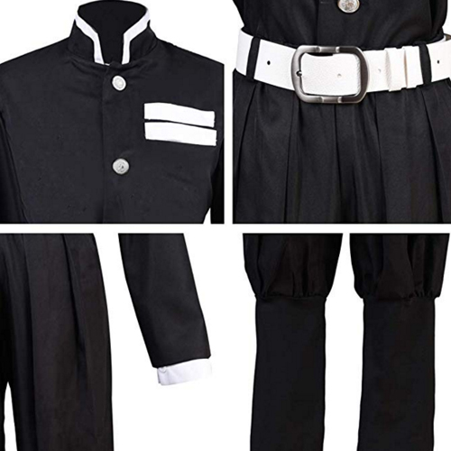 COSEASY Demon Slayer Kimetsu no Yaiba Agatsuma Zenitsu Cosplay Kochou Shinobu Tomioka Giyuu Costume Uniform Black